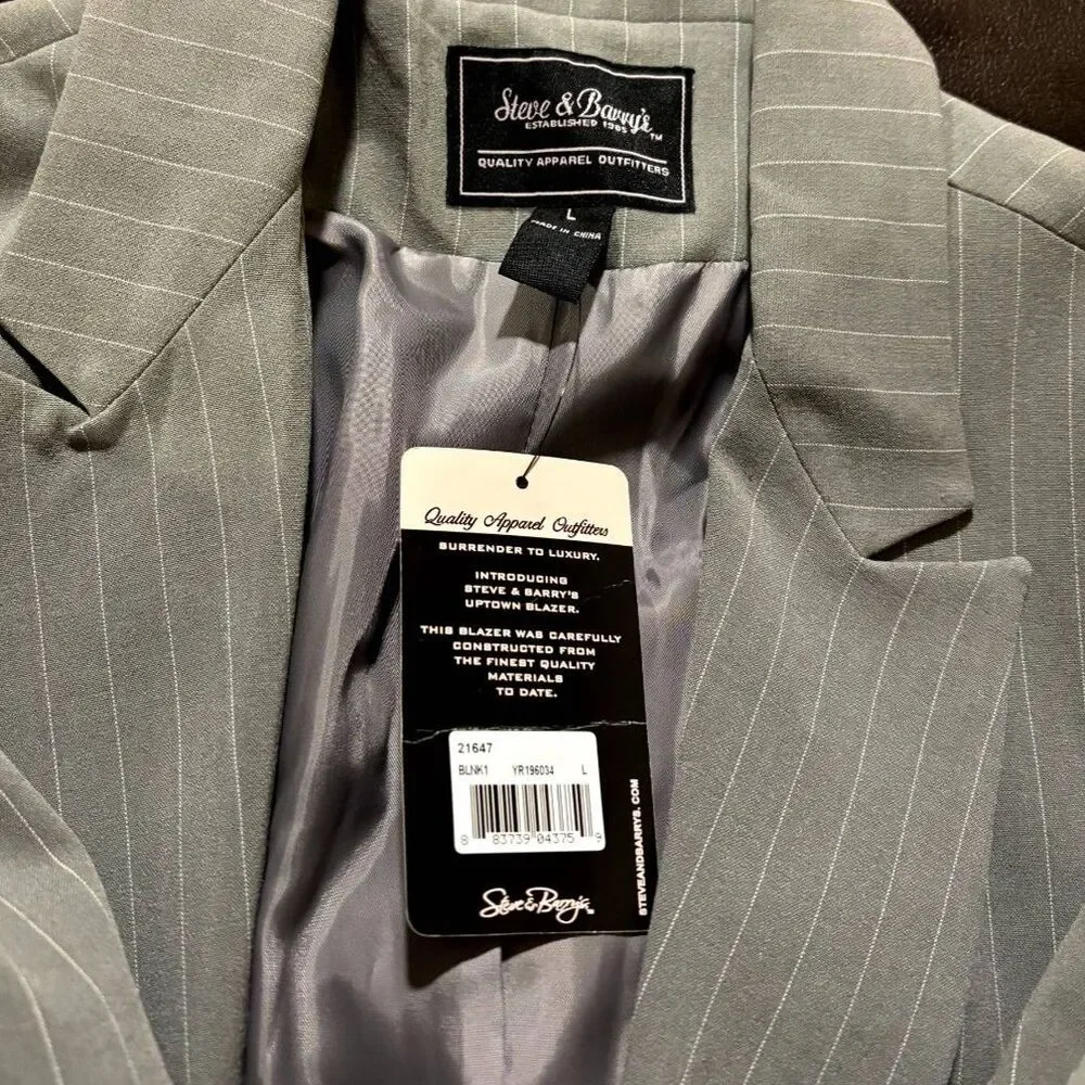 Steve & Barry's Uptown Gray Pinstripe Blazer One Button Womens Business NWT - Picture 8 of 8